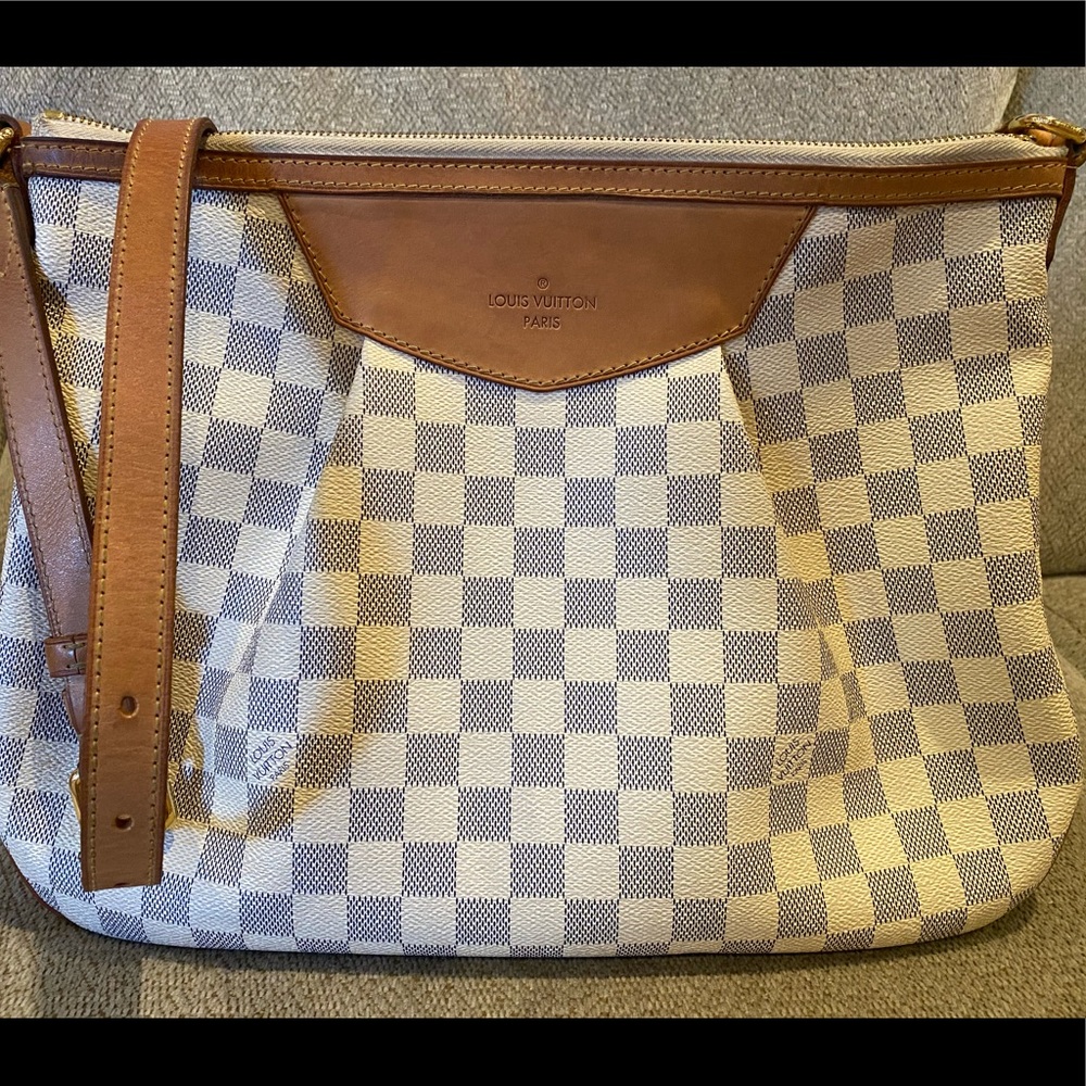 Louis Vuitton Damier Azur Canvas Shoulder Bag with Vachetta Trim